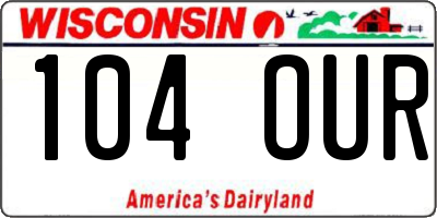 WI license plate 104OUR