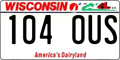 WI license plate 104OUS