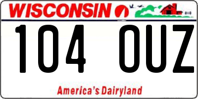 WI license plate 104OUZ