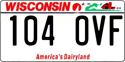 WI license plate 104OVF