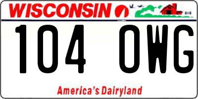 WI license plate 104OWG