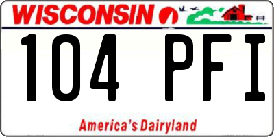 WI license plate 104PFI