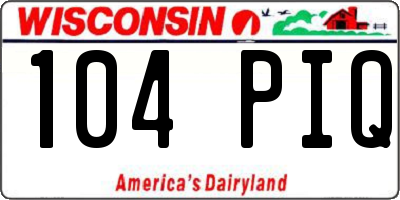 WI license plate 104PIQ