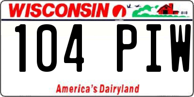 WI license plate 104PIW