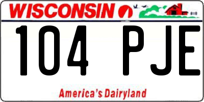 WI license plate 104PJE