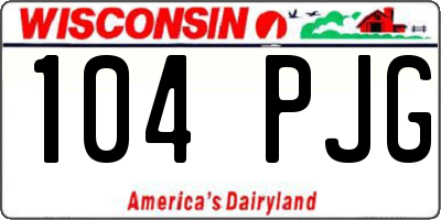 WI license plate 104PJG