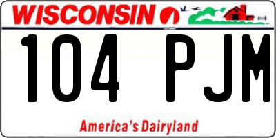 WI license plate 104PJM