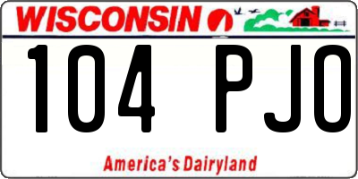 WI license plate 104PJO