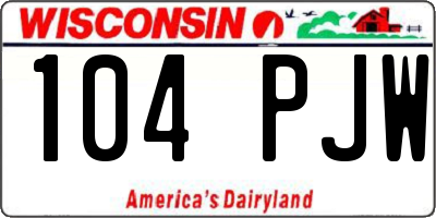 WI license plate 104PJW