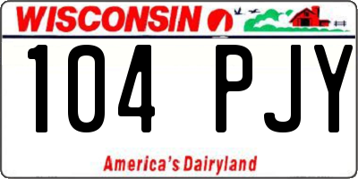 WI license plate 104PJY