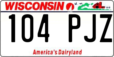 WI license plate 104PJZ