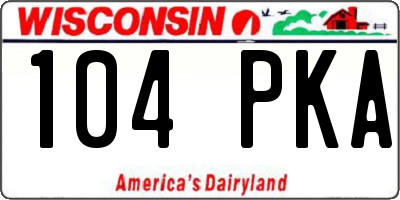 WI license plate 104PKA