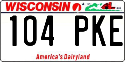 WI license plate 104PKE
