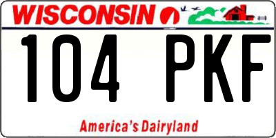 WI license plate 104PKF