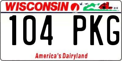 WI license plate 104PKG