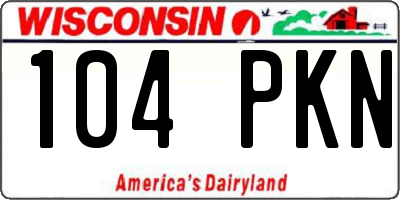 WI license plate 104PKN