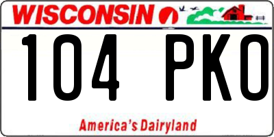 WI license plate 104PKO