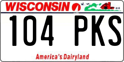 WI license plate 104PKS