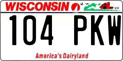 WI license plate 104PKW