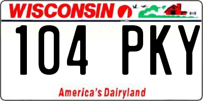 WI license plate 104PKY