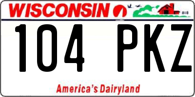 WI license plate 104PKZ