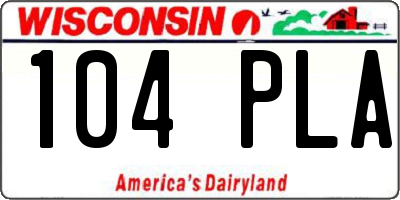 WI license plate 104PLA