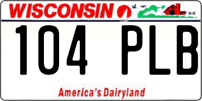WI license plate 104PLB
