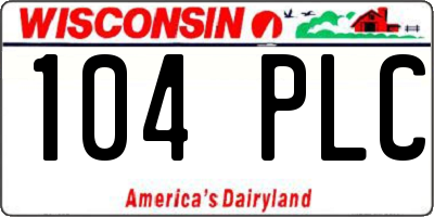 WI license plate 104PLC