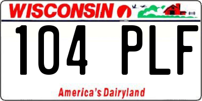 WI license plate 104PLF