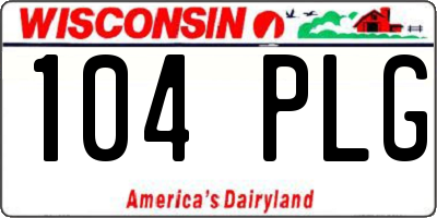 WI license plate 104PLG