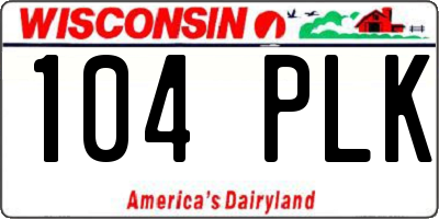 WI license plate 104PLK