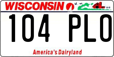 WI license plate 104PLO