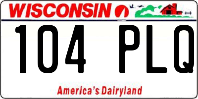 WI license plate 104PLQ