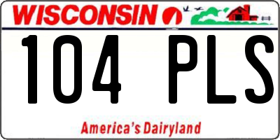 WI license plate 104PLS