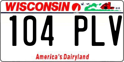WI license plate 104PLV