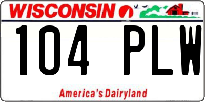 WI license plate 104PLW