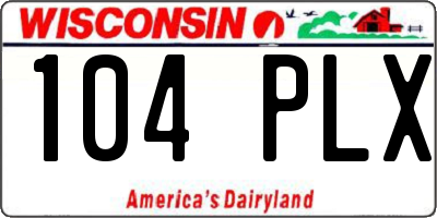 WI license plate 104PLX