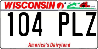 WI license plate 104PLZ