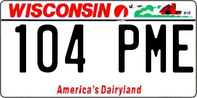 WI license plate 104PME