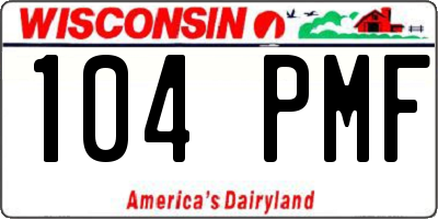 WI license plate 104PMF