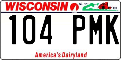 WI license plate 104PMK