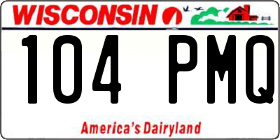 WI license plate 104PMQ