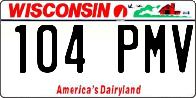 WI license plate 104PMV