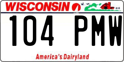 WI license plate 104PMW