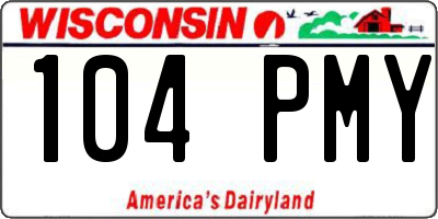 WI license plate 104PMY