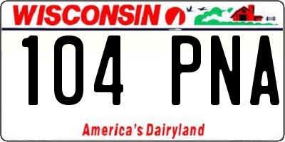 WI license plate 104PNA