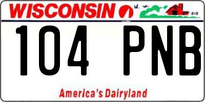WI license plate 104PNB