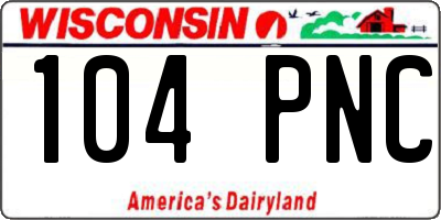 WI license plate 104PNC