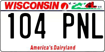 WI license plate 104PNL