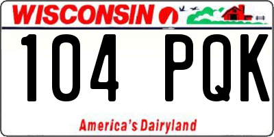 WI license plate 104PQK